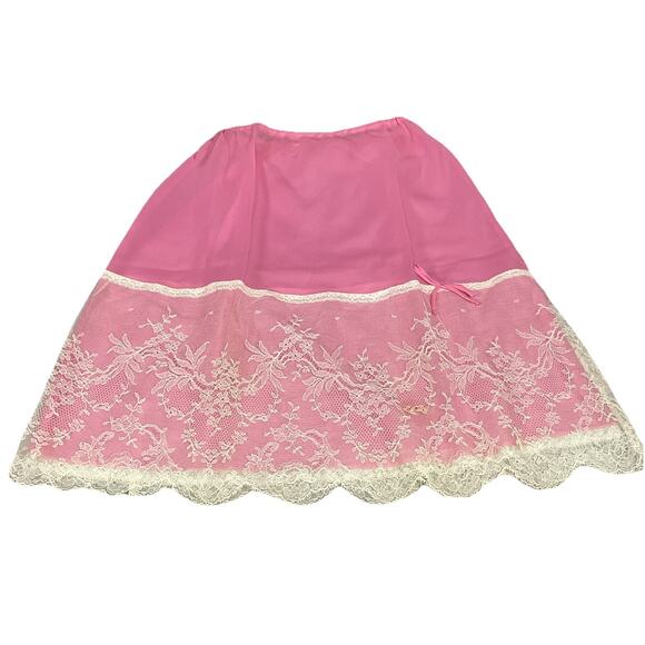 Bright Pink Slip With White Floral Lace - Medium - Picture 1 of 10